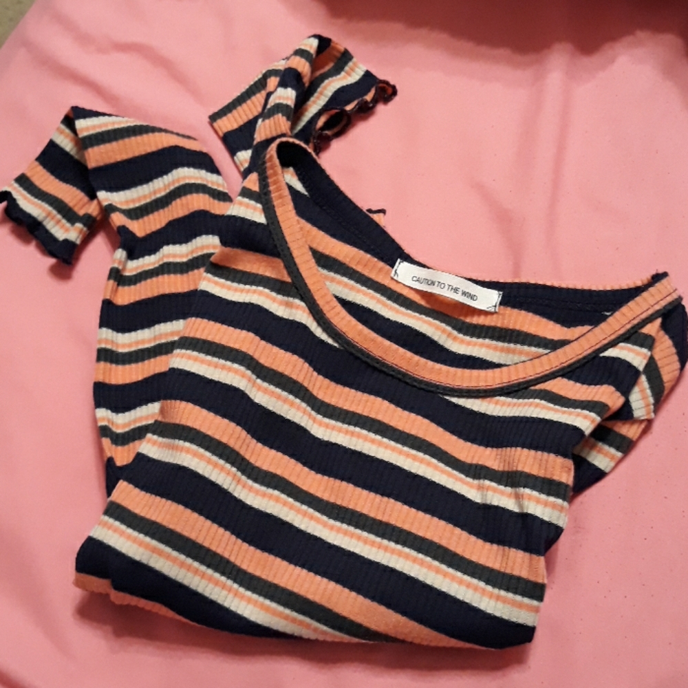 Caution to the wind crop top with ruffles at the